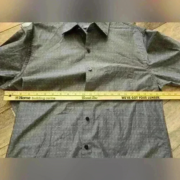 VAN HEUSEN mens dress shirt long sleeve, grey large, 16-16  1/2 - Picture 3 of 9